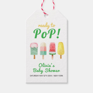 Yellow Green Ice Cream Ready To Pop Baby Shower Gift Tags