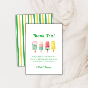 Yellow Green Ice Cream Ready To Pop Baby Shower  Thank You Card