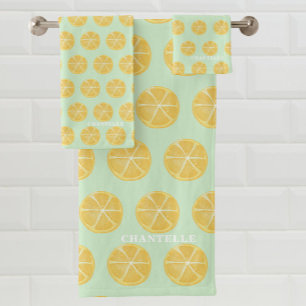 Yellow Green Lemon Bath Towel Set