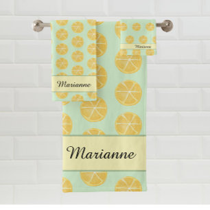 Yellow Green Lemon Bath Towel Set