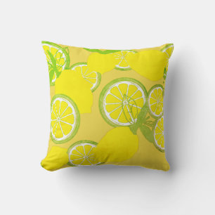 Yellow Green Lemon Pattern Cushion Pillow
