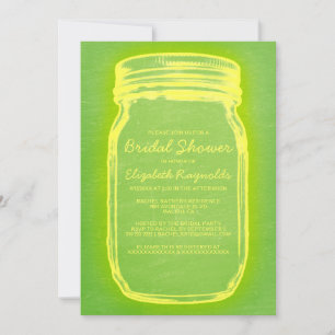 Yellow & Green Mason Jar Bridal Shower Invitations