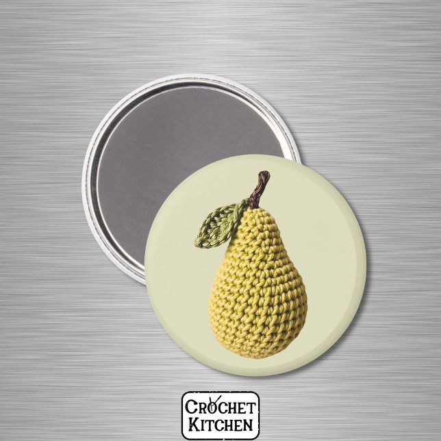 Yellow Green Minimalist Grandma Fruit Crochet Pear Magnet (Creator Uploaded)
