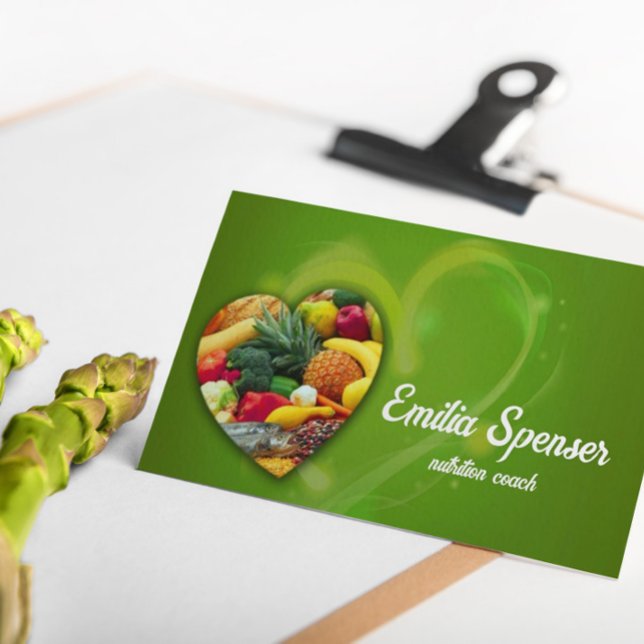Yellow Green Nutritionist Fruit Heart Card (Perfect for business)
