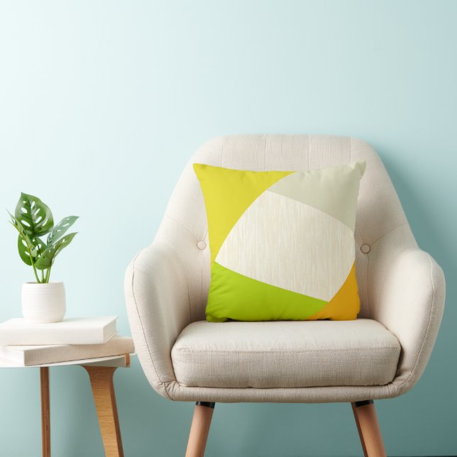 Yellow Green Orange and Tan Modern Geometric Cushion (Chair)