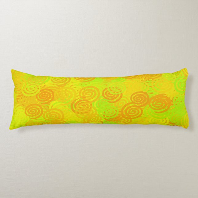 Yellow Green Orange Swirls Pattern Body Cushion (Front)