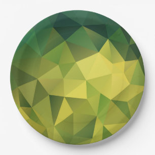 Yellow green pattern paper plate