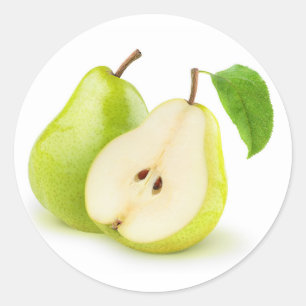 Yellow green pears classic round sticker