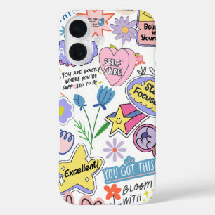 Yellow Green Pink Illustrative Bright Peaceful iPhone 16 Case