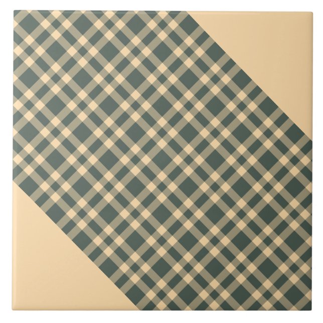 Yellow Green Plaid Pattern Ceramic Tile (Front)
