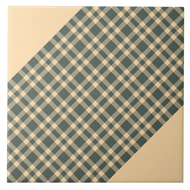 Yellow Green Plaid Pattern Ceramic Tile (Front)