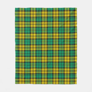 Yellow Green Plaid Tartan Pattern Design Fleece Blanket