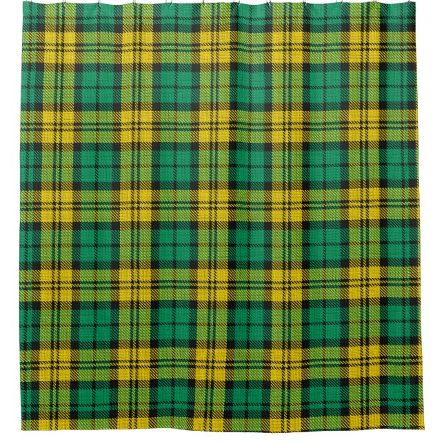 Yellow Green Plaid Tartan Pattern Design  Shower Curtain (Front)