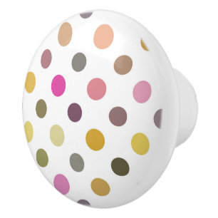 yellow, green, purple and pink polka dot ceramic knob