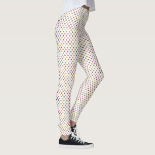 yellow, green, purple and pink polka dot leggings