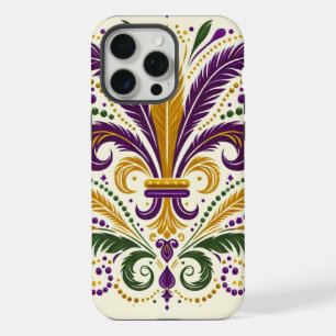 Yellow, green purple fleur de lis feathers iPhone 15 pro max case