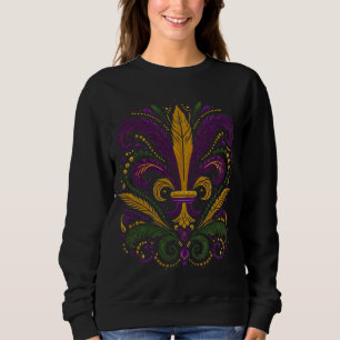 Yellow, green purple fleur de lis feathers sweatshirt