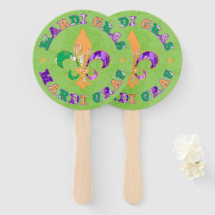 Yellow Green Purple Mardi Gras Hand Fan