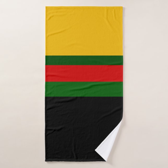 Yellow Green Red Black Colour Block Design  Bath Towel (Bath Towel)