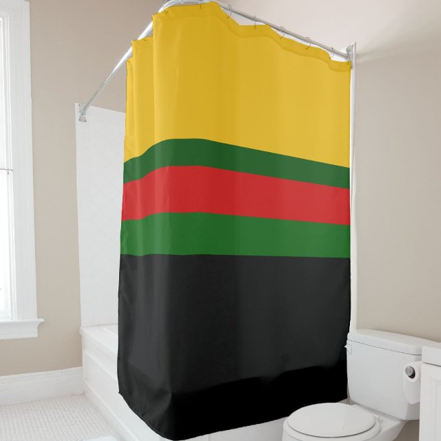 Yellow Green Red Black Colour Block Design  Shower Curtain (Creator Uploaded)