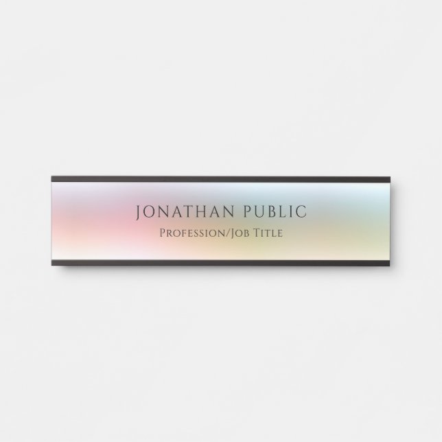 Yellow Green Red Blue Purple Trendy Elegant Modern Door Sign (Front)