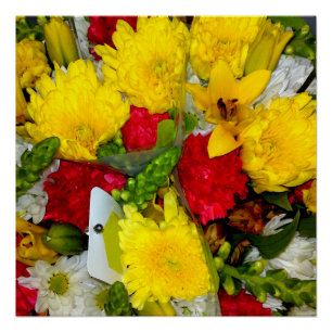 Yellow Green Red Flower Mix Poster