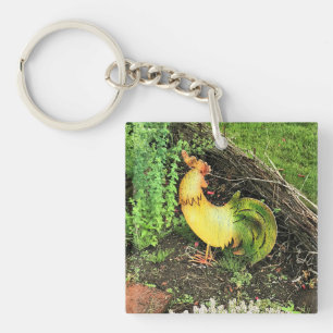 Yellow & Green Rooster Key Ring