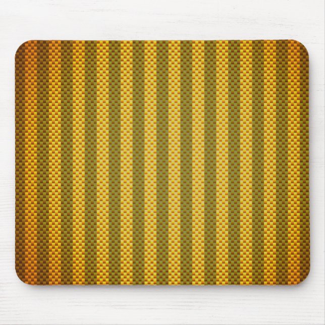 Yellow green rust striped carbon fibre patterned mouse pad (Front)