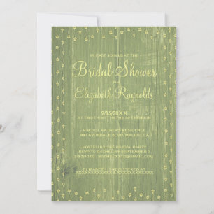 Yellow Green Rustic Country Bridal Shower Invites