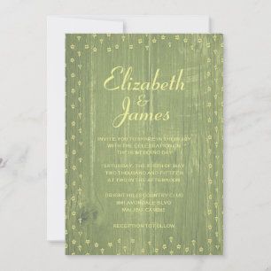 Yellow & Green Rustic Wood Wedding Invitations