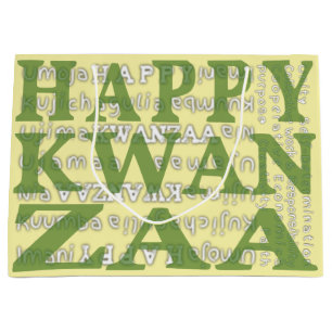 Yellow Green Seven Days of Kwanzaa Large Gift Bag