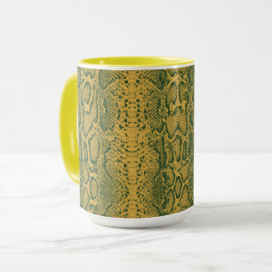 Yellow Green Snake Skin Animal Print Mug