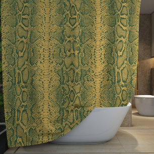 Yellow Green Snake Skin Animal Print Shower Curtain