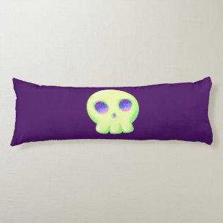 Yellow Green Space Eye Cute Skull Drawing Body Cushion