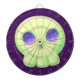 Yellow Green Space Eye Cute Skull Drawing Dartboard