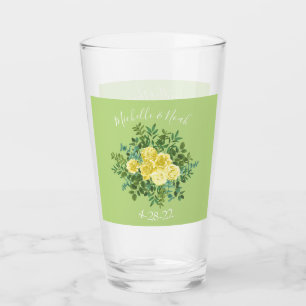 Yellow & Green Spring Rose Vintage Wedding Glass