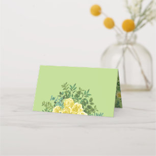 Yellow & Green Spring Rose Vintage Wedding Place Card