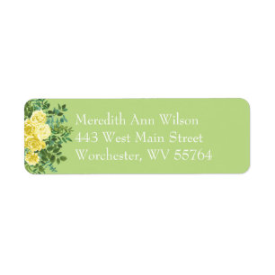 Yellow & Green Spring Rose Vintage Wedding Return Address Label