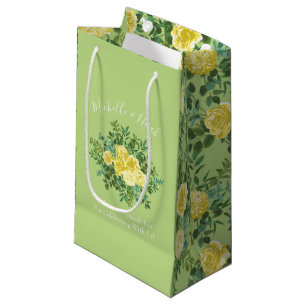 Yellow & Green Spring Rose Vintage Wedding Small Gift Bag