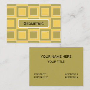 Yellow Green Squares Geometric Pattern Business Card