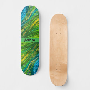 "Yellow Green Strands" on Skate Board