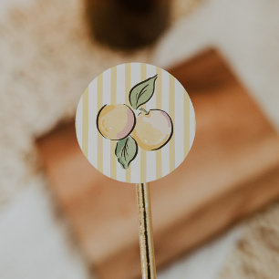 Yellow & Green Striped Citrus Baby Shower Classic Round Sticker