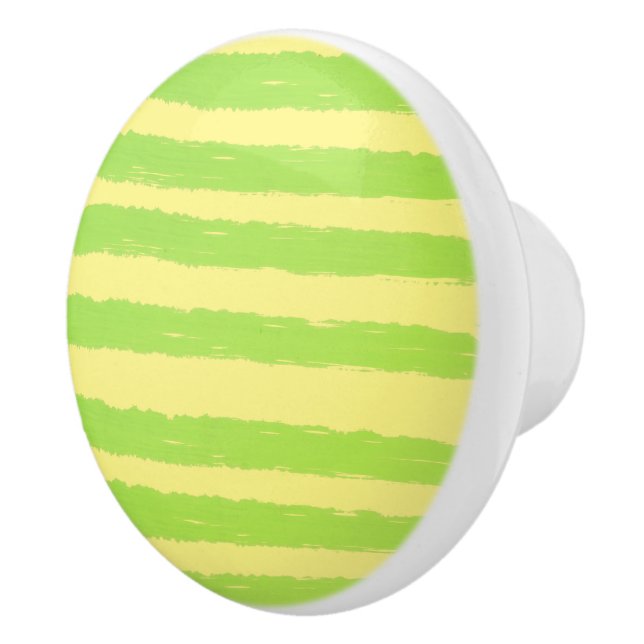Yellow Green Stripes Ceramic Knob (Right)