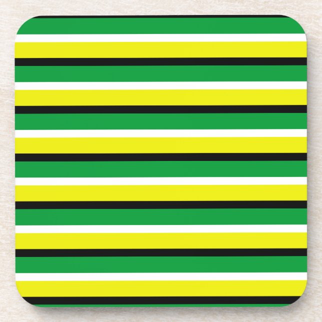 Yellow Green Stripes Pattern Coaster (Front)