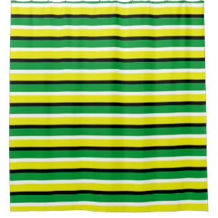 Yellow Green Stripes Pattern Shower Curtain