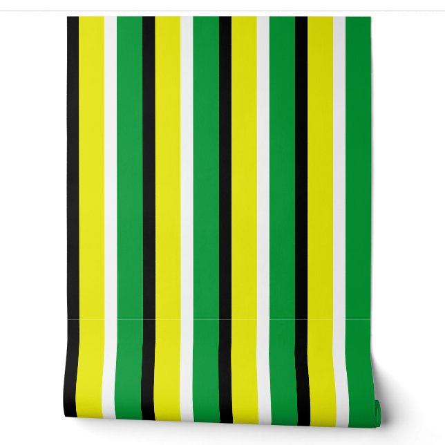 Yellow Green Stripes Pattern Wallpaper (Unrolling)