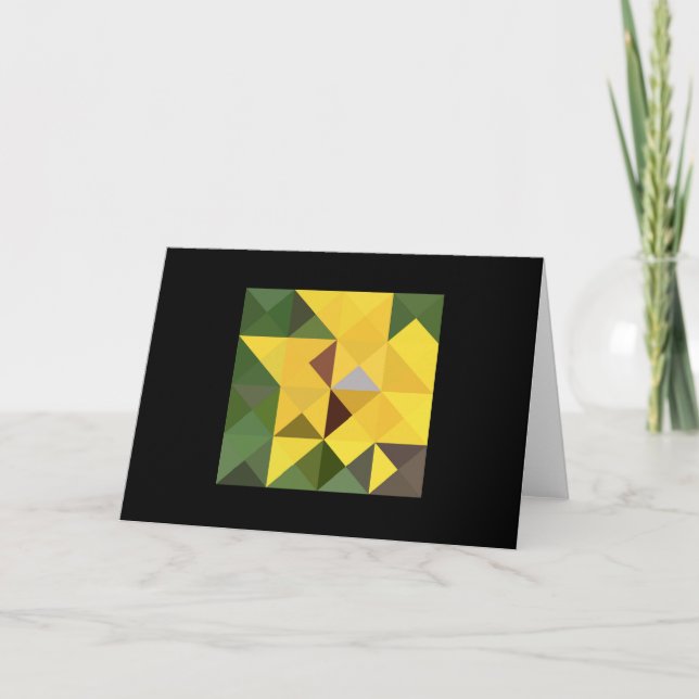 Yellow Green Tones Quilt Square Note Card (Front)