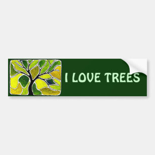 Yellow Green Tree Art Card Bumper Sticker