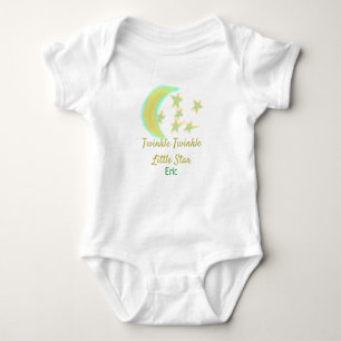 Yellow green twinkle Twinkle Little Star add name  Baby Bodysuit