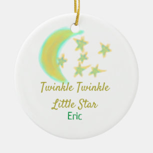Yellow green twinkle Twinkle Little Star add name  Ceramic Ornament